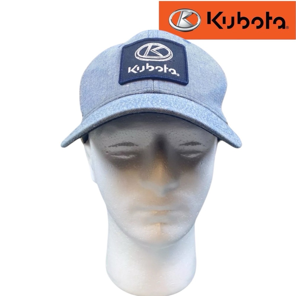 Kubota Trucker Hat Mens Blue Meshback Embroidered Patch Logo Adjustable Cap